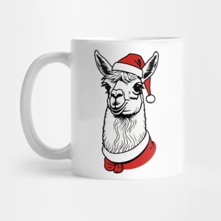 Christmas Llama with Santa Hat Mug